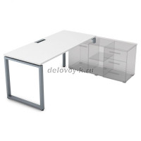 СТП-О.994 Стол рабочий прямолинейный, три опоры - правый (1600-900-750) белый премиум_алюминий матовый рис4