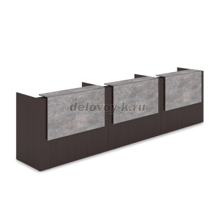 1КР-ДС.003 Комплект Ресепшн с фартуком ЛДСП 4264*762*1161 без подсветки (Венге/Basalt) рис2