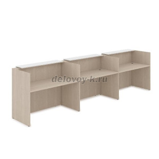 1КР-ДС.003.1 Комплект Ресепшн с фартуком ЛДСП 4264*762*1161 с подсветкой (Шамони светлый/Белый) рис1