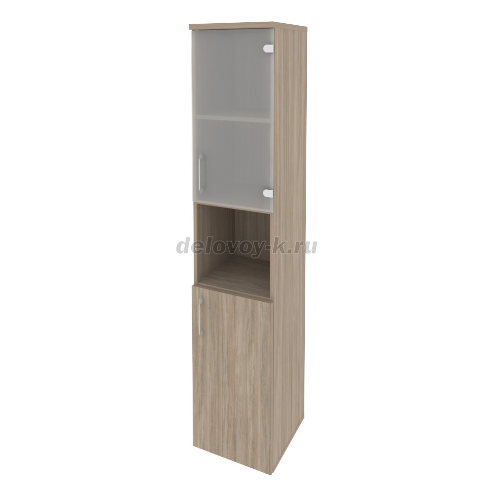 Шкаф высокий узкий правый (1 низкий фасад ЛДСП + 1 низкий фасад стекло)  400*420*1977 O.SU-1.4(R) фото