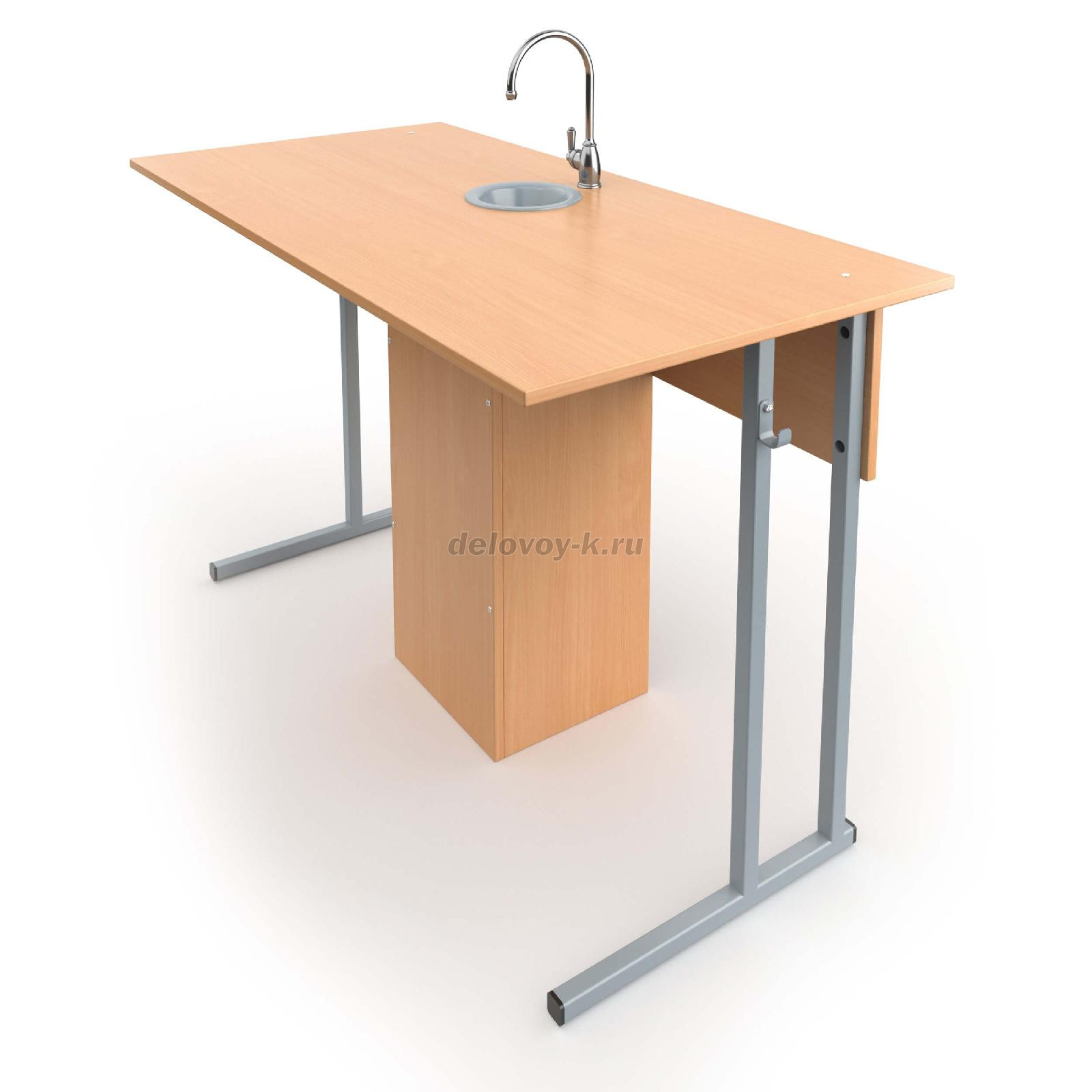 Стол ученический лабораторный с сантехникой без бортиков фото