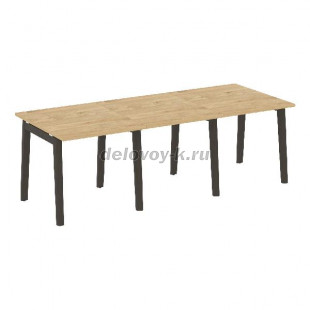 Стол переговорный (3 столешницы), опоры - массив дерева 2340*980*750  OW.PRG-3.0 рис1