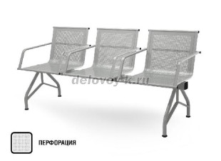 Секция разборная Феррум 3-местная, сиденья металл рис1