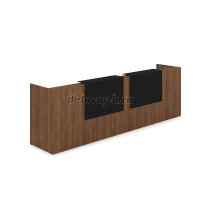 1КР-КЛ.002.1 Комплект Ресепшн с фартуком HPL 3632-750-1149 с подсветкой_Шамони темный_Черный матовый рис1