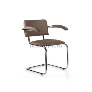 Стул Сильвия АРМ каркас хром, подлокотники, кожзам рис1