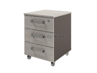 Тумба подкатная, 3 ящика, направляющие скрытого монтажа с доводчиками. Верхний ящик с замком рис1