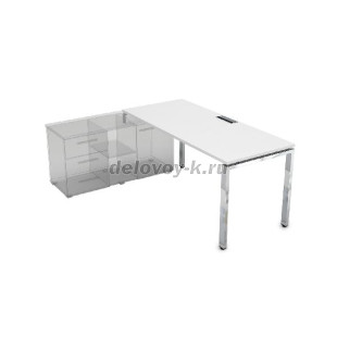 НСТЛ-П.985 Стол рабочий прямолинейный три опоры, левый (1800*800*750) (Белый премиум/Металл глянец) рис1