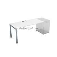 СДТ-П.994 Стол рабочий прямолинейный, приставной (1600-900-750) белый премиум_алюминий матовый рис4