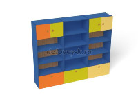 Набор стеллажей Аленка, 2100*400*1700 (каркас бук с разноцветными фасадами, Вариант 2) рис1