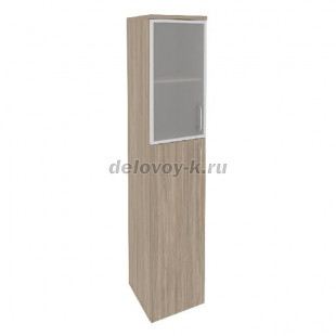 Шкаф высокий узкий левый (1 средний фасад ЛДСП + 1 низкий фасад стекло в раме)  400*420*1977 O.SU-1 рис1