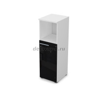 9ПЛ.017.8 Пенал средний со стеклом и нишей (400-450-1245), левый белый премиум рис4