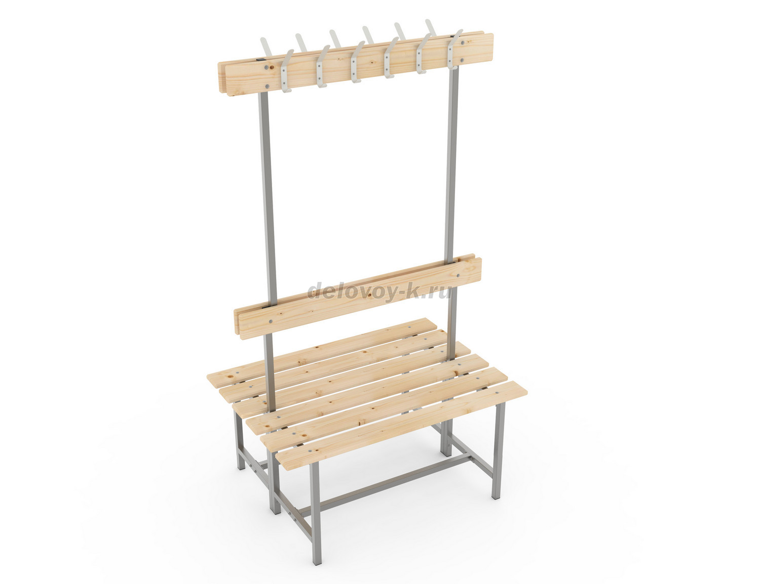 Скамья с деревянным настилом СВТ-4(2) двойная, с крючками 1000х715х1740 фото 1