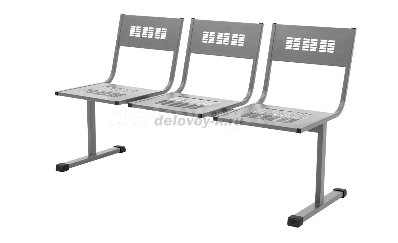 Секция на цельносварной раме М-Стайл С 3-местная, сиденья металл фото