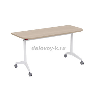 8ФСРР.102-S Складной радиусный стол Simple с фиксаторами (1450*600*750) (Шамони светлый/Белый) рис3