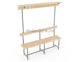 Скамья с деревянным настилом СВТ-8 с крючками, полкой, регулируемой опорой рис1