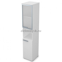 9ПЛ.005.20 Пенал высокий со стеклом и нишей (400-450-2045), левый белый премиум рис4