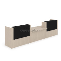 1КРС-КЛ.009 Комплект Ресепшн с фартуком HPL 4232-901-1149 без подсветки_Шамони светлый_Черный матовый_1 рис2