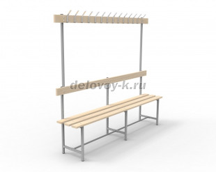 Скамья с деревянным настилом СВТ-6 с крючками 2000х370х1765 рис2