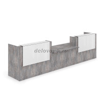 1КРС-КЛ.009.1 Комплект Ресепшн с фартуком HPL 4232-901-1149 с подсветкой_Basalt_Белый глянец рис2