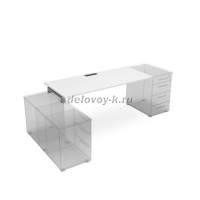 СЛТ.974 Стол рабочий прямолинейный, крепление к тумбам (1600-700-750) белый премиум_алюминий матовый рис4