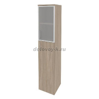 Шкаф высокий узкий правый (1 средний фасад ЛДСП + 1 низкий фасад стекло в раме)  O.SU-1.7R(R) рис1