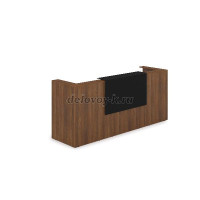 1КР-КЛ.201 Комплект Ресепшн с фартуком HPL 2654-749-1149 без подсветки_Шамони темный_Черный матовый рис1