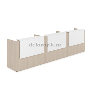 1КР-ДС.003.1 Комплект Ресепшн с фартуком ЛДСП 4264*762*1161 с подсветкой (Шамони светлый/Белый) рис2