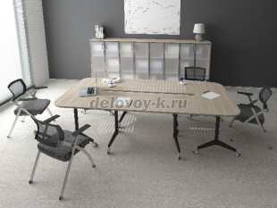 8СР.114-S Складной прямолинейный стол Simple (1600*700*750) (Шамони светлый/Черный) рис1