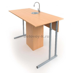 Стол ученический лабораторный с сантехникой без бортиков рис1