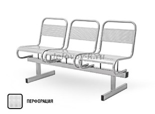 Секция на цельносварной раме Раунд Z 3-местная, сиденья металл рис2