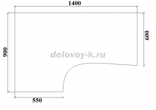 Стол письменный угловой левый ДУ-1.14 лев 1400*900/600*750 рис2
