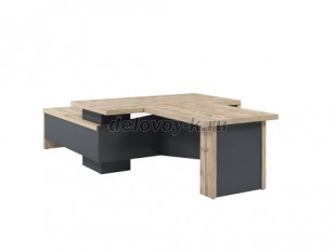 T-818пр.0000 Стол руководителя с опорной тумбой (справа) Столешницы 1800*1000, 1150*900. Без розеток рис1