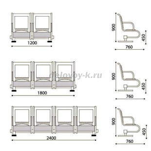 Секция СЕЛЕНА ЭКСТРА 2-местная с подлокотниками и мягкими элементами рис2