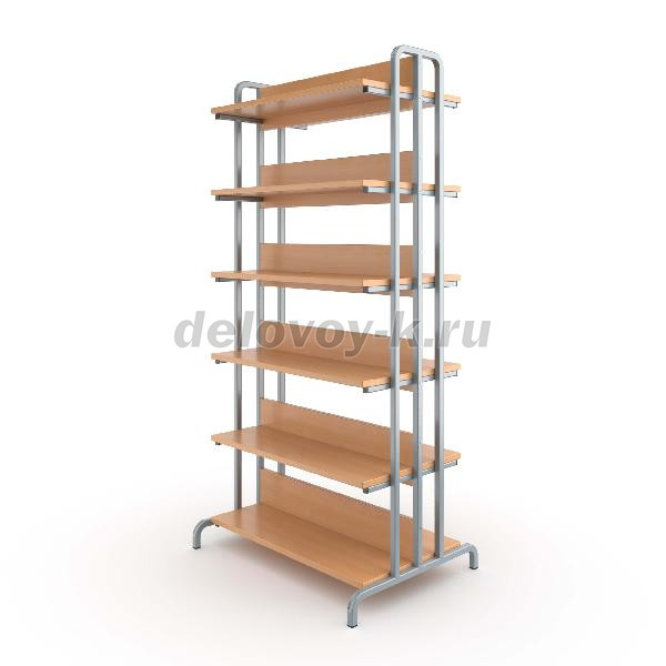 Стеллаж библиотечный двухсторонний 900*690*1890 мм рис1