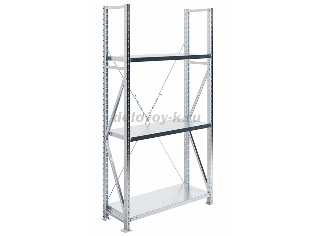 Стеллаж MS U 200/100x40/3 безболтовой среднегрузовой с одной крестовиной жесткости, нагрузка 1000 кг фото 1