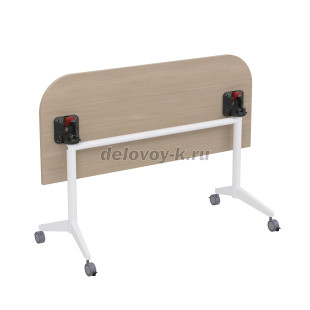 8ФСРР.102-S Складной радиусный стол Simple с фиксаторами (1450*600*750) (Шамони светлый/Белый) рис2