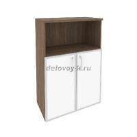 Шкаф средний широкий (2 низких фасада стекло лакобель в раме)  O.ST-2.2R white рис1