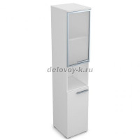9ПП.005.20 Пенал высокий со стеклом и нишей (400-450-2045), правый белый премиум рис4
