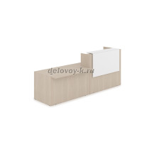 1КРС-ДС.007.1 Комплект Ресепшн с фартуком ЛДСП 2832-901-1161 с подсветкой_Шамони светлый_Белый_1 рис2