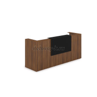 1КР-КЛ.201.1 Комплект Ресепшн с фартуком HPL 2654-749-1149 с подсветкой_Шамони темный_Черный матовый_1 рис2