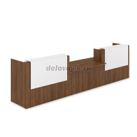 1КРС-ДС.009.1 Комплект Ресепшн с фартуком ЛДСП 4232-901-1161 с подсветкой_Шамони темный_Белый рис1