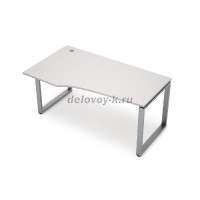 6М-О.622 Стол криволинейный, левый (1400-900-750) Белый_Алюминий матовый рис1