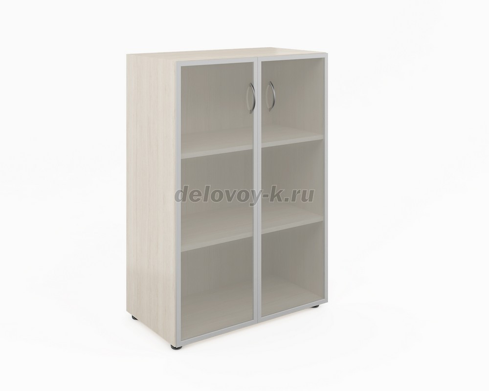 ФР-5.0+60.0с*2+С504*2 Шкаф широкий средний с сатин. стеклом в алюм. раме без топа 800*450*1177 мм фото