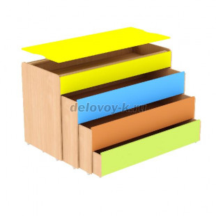 Кровать детская раздвижная четырехуровневая с крышкой КВК-03 1430*650*1000 рис1