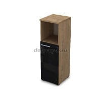 9ПЛ.017.8 Пенал средний со стеклом и нишей (400-450-1245), левый teakwood рис1